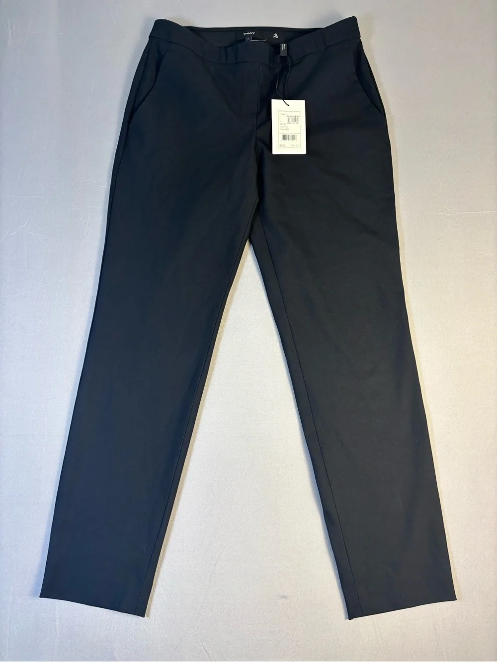 THEORY Thaniel Cropped Black Slim Trousers Size 2 New With Tags - Picture 5 of 15
